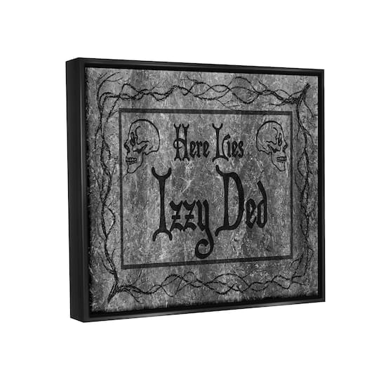 Stupell Industries Here Lies Izzy Ded Gravestone Framed Floater Canvas Wall Art